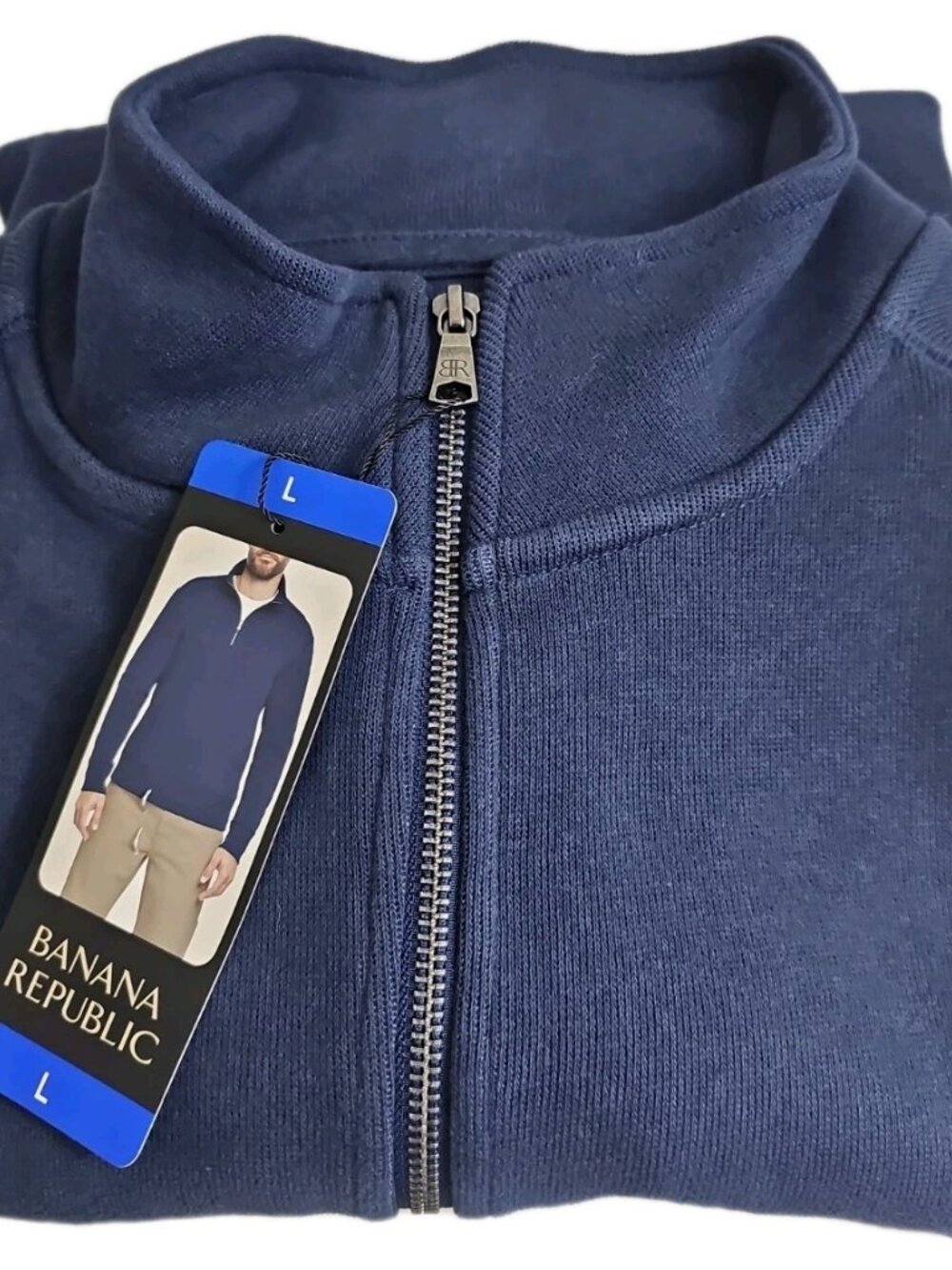 Banana Republic Men's 1/4 Zip Pullover Sweatshirt, Blue, Size L